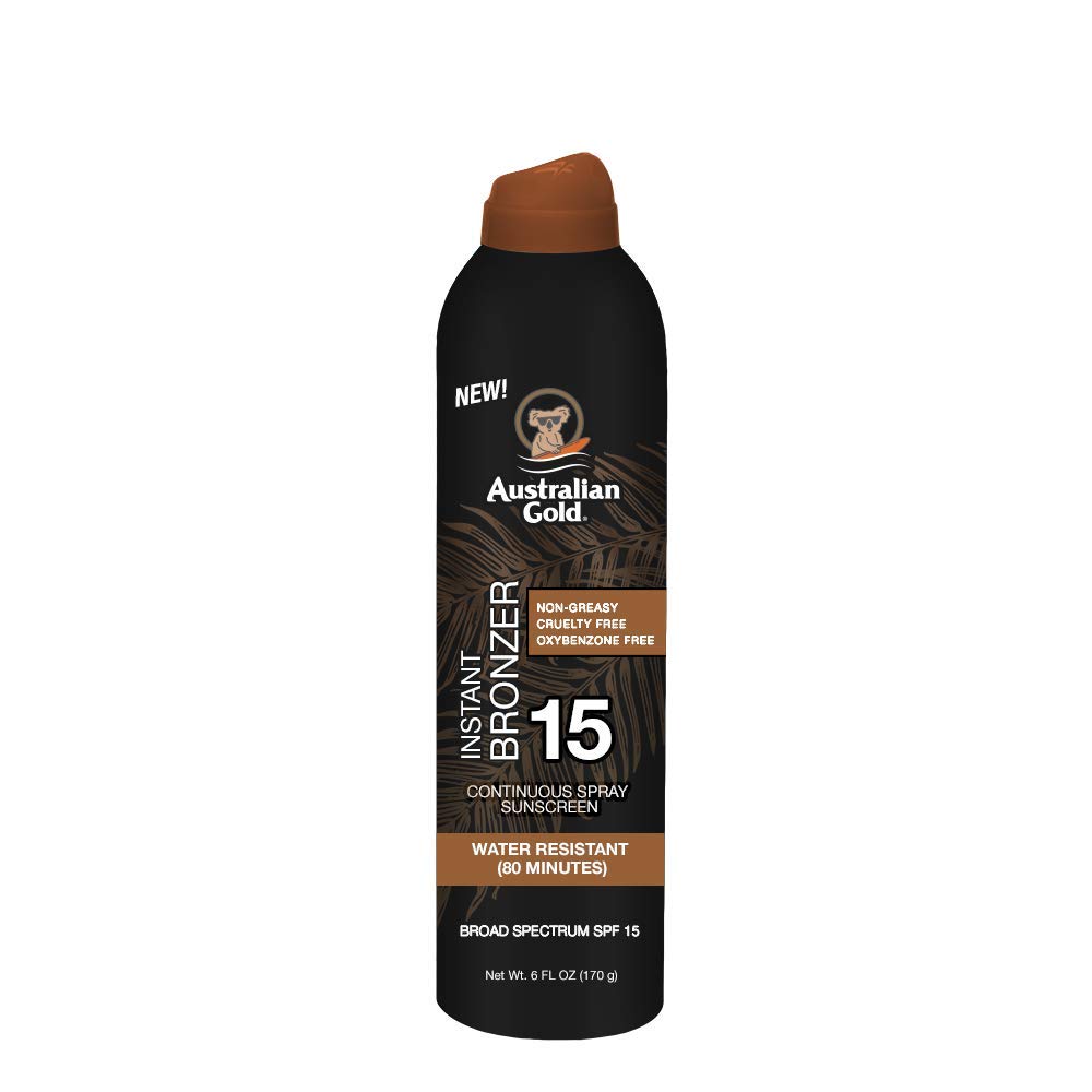 Australian Glow Continuous Spray Sunscreen with Instant Bronzer SPF 15